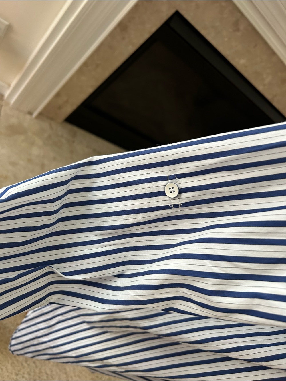Karen Kane Navy and White Striped Button-Front Shirt Dress - Picture 4 of 8
